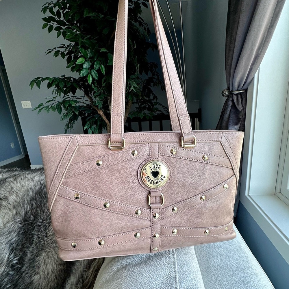 Love Moschino Natural Grain Taupe Leather shoulder bag